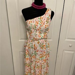 𝅺ZCSIA One Shoulder White Floral Tiered Dress NWT